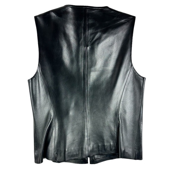Talbots Leather Vest Sz 10 Women's Lined Black NWT Org $198 Quiet Luxury Edgy - Picture 4 of 8